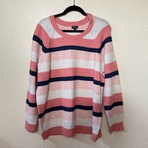 Torrid Pink & White Striped High Neck Sweater Size 1X